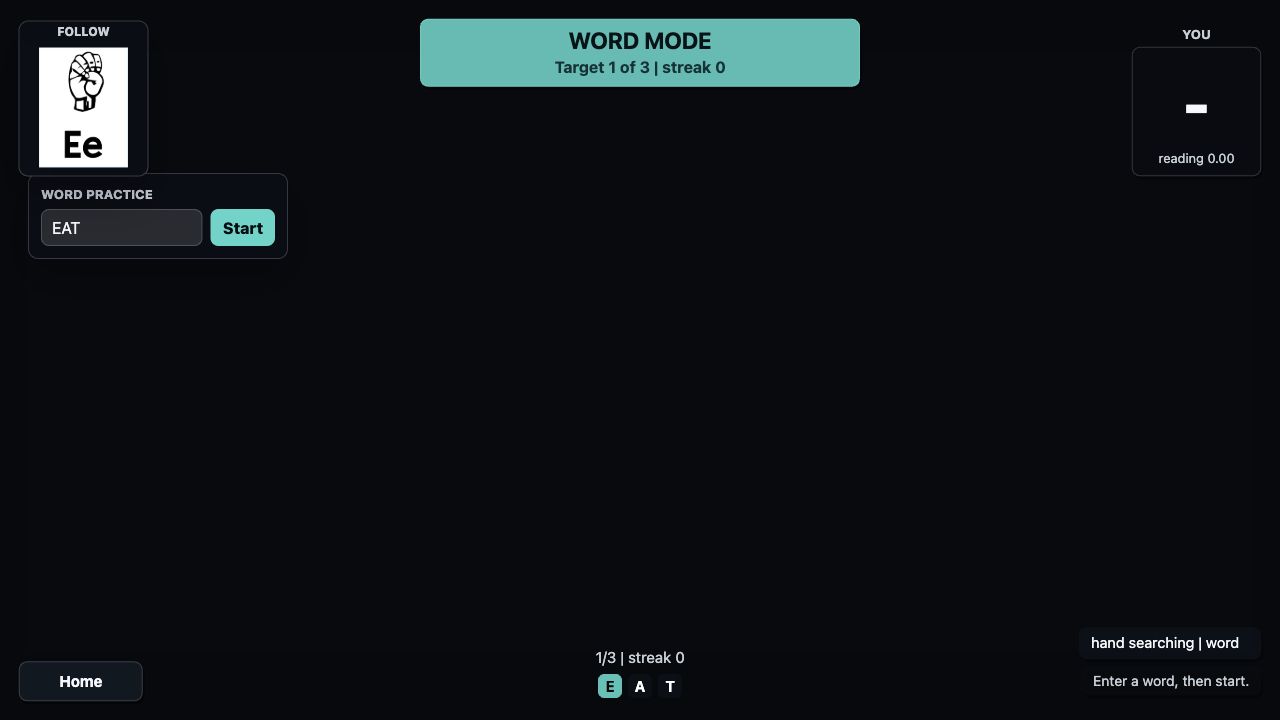 ASL Trainer word mode screenshot